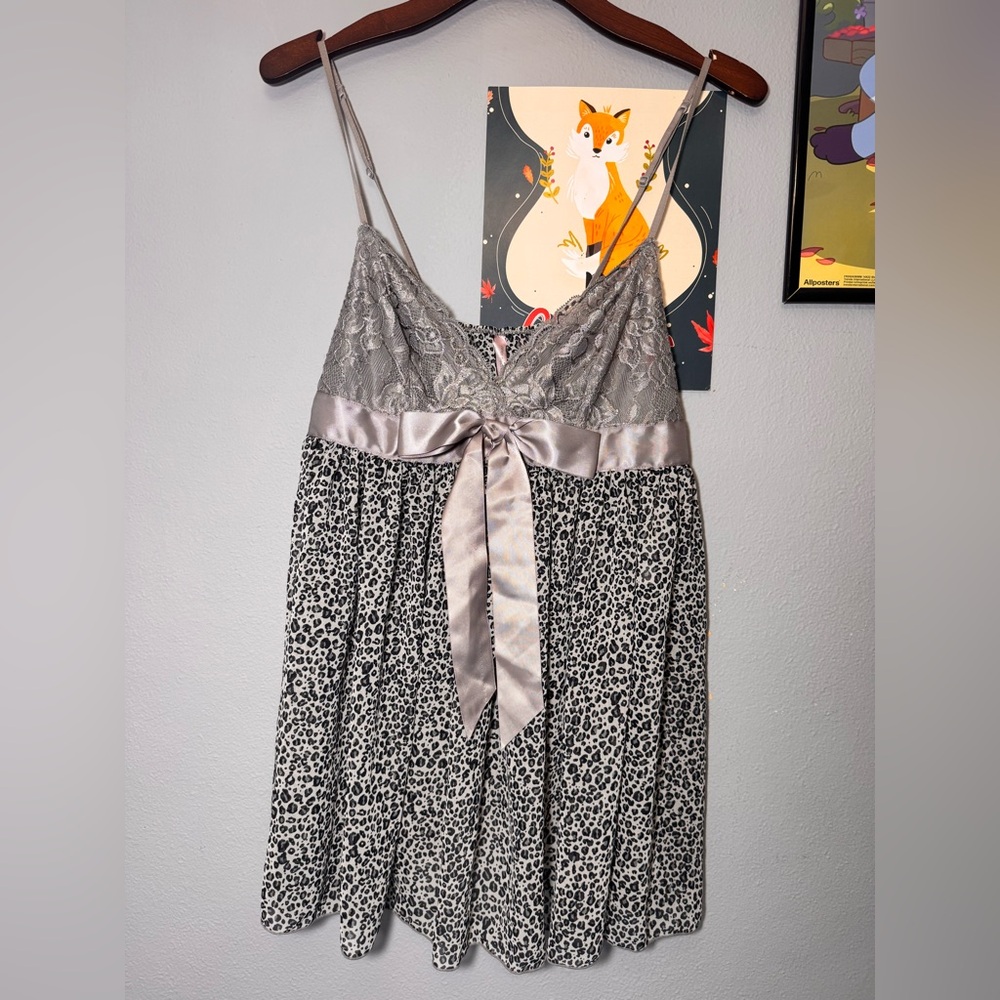 Inner Secrets Babydoll Set Sexy gray animal print size S NWT